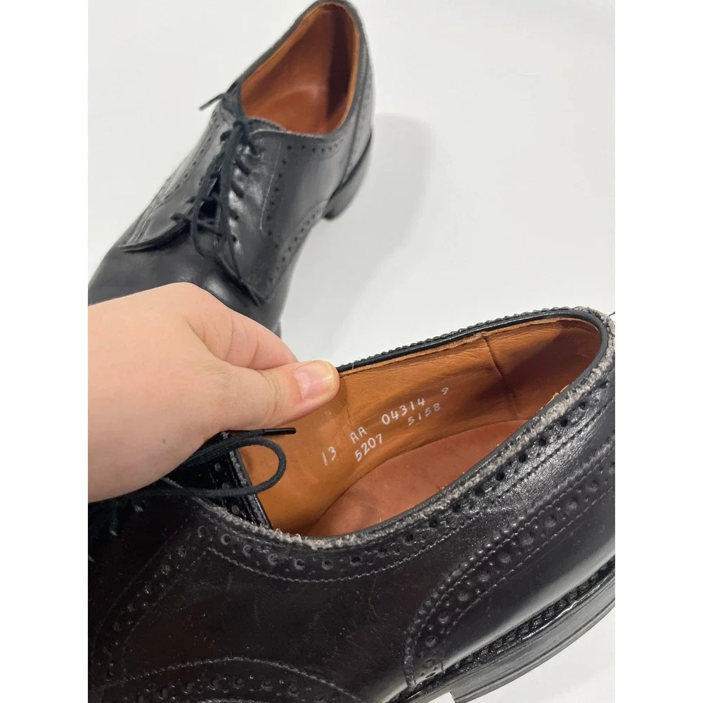 Allen Edmonds Sanford Cap Toe Leather Dress Shoes Mens 13 Black Brogue Derby